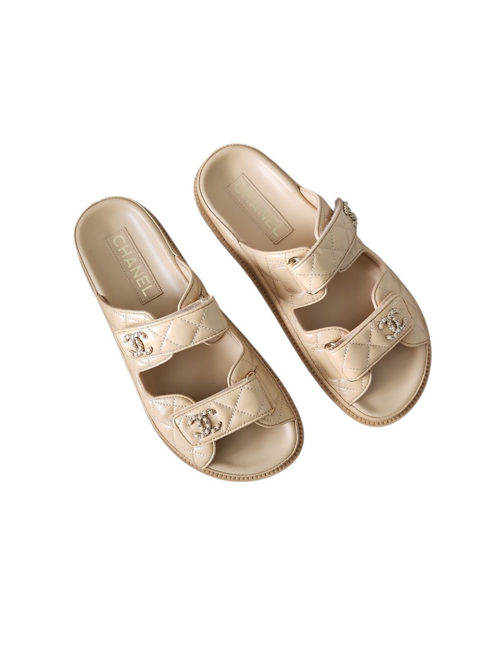 Authentic CHANEL Dad slide sandal Size 37.5 EU  BEIGE Mules Lambskin - Picture 16 of 16